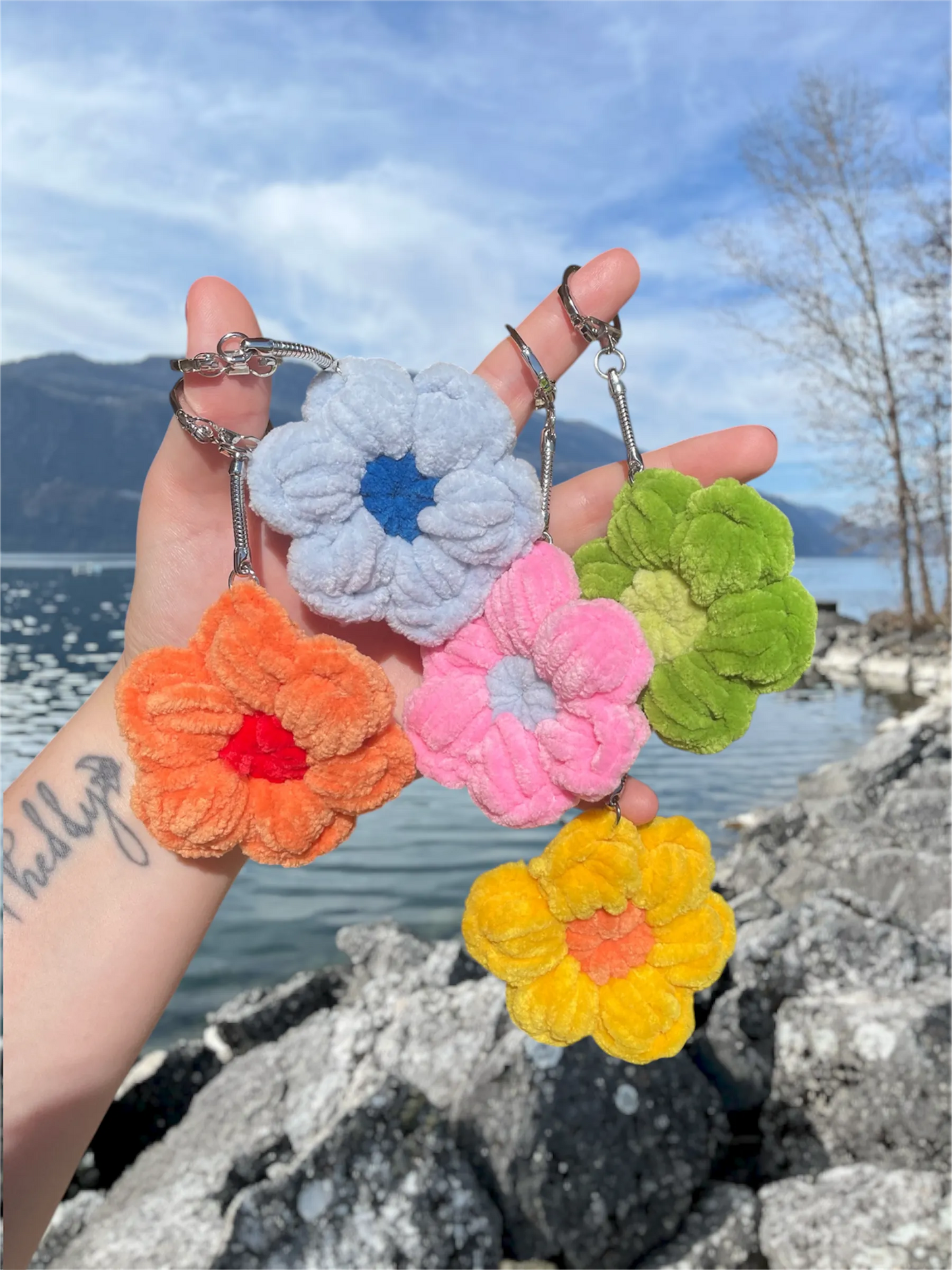 Fleur - Porte clé en crochet