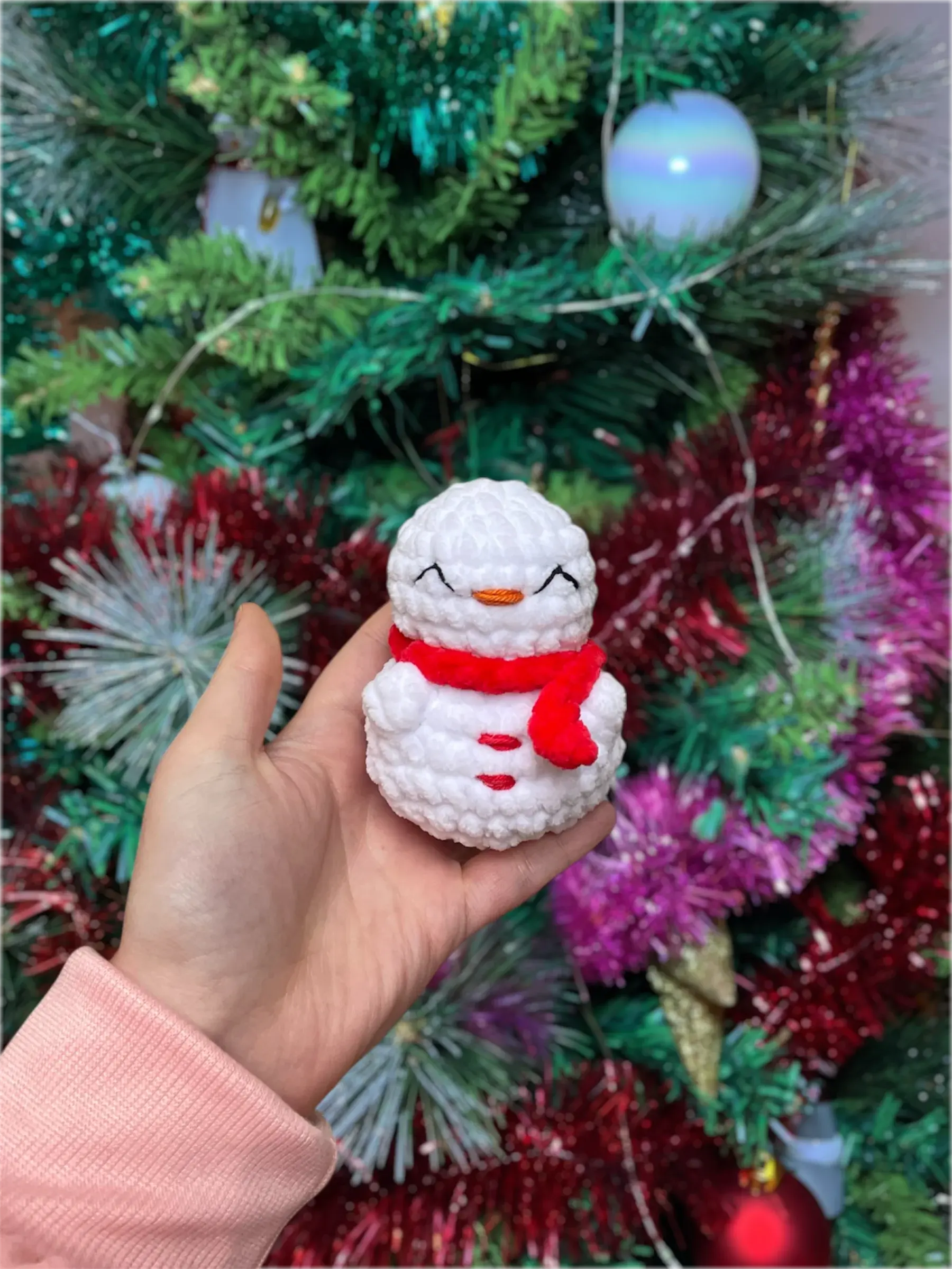 Mini bonhomme de neige - peluche en crochet écoresponsable | Lysorea